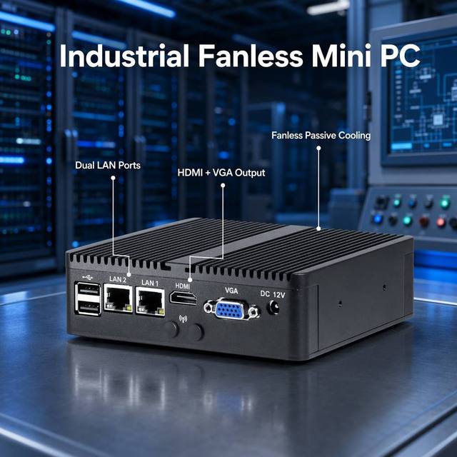 Industrial Computer Quad Core I3-6100 Mini Pc with 6*usb 2*rs485 Mini Fanless Embedded Computer