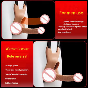 Großer <span class=keywords><strong>Dildo</strong></span> Tragbarer Vibrator Realistischer <span class=keywords><strong>Dildo</strong></span> Doppelte Stimulation Vaginal und Anal G-Punkt Männlich Weiblich Silikon Erwachsenen-Sexspielzeug - Product Image 1