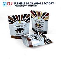 Sachet Doypack refermable à fermeture éclair pour grains de café enrobés de chocolat, saveurs variées, pour bouchées de café expresso torréfié
