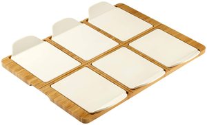 Plateau à <span class=keywords><strong>pizza</strong></span> OEM NEUF avec assiettes à tranches de <span class=keywords><strong>pizza</strong></span>, porcelaine blanche de qualité supérieure, plateau de fête <span class=keywords><strong>Pizza</strong></span> <span class=keywords><strong>Passion</strong></span> avec plateau rectangulaire en bambou - Product Image 2