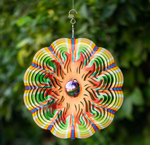 Escultura Giratoria Solar Decorativa para Jardín de 12 Pulgadas, Adorno Multicolor Colgante con Diseño de Sol para Patio Exterior, Regalo - Product Image 1