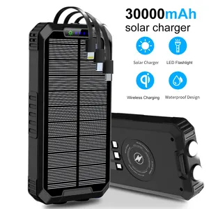 High Quality Waterproof 30000 Mah Solar Panel Powerbanks Fast Charging Phone Charger 20000mAh Portable Solar Power Bank