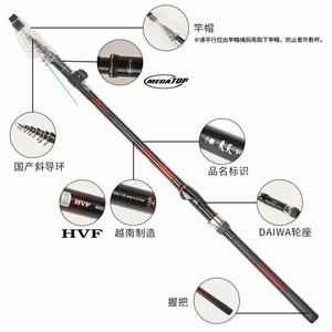 Canne à pêche Daiwa Xiaoji Feitian 3.5M HVF pour bateau et radeau, eau salée, action moyenne rapide - Product Image 5