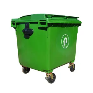 1100L büyük kapasiteli atık konteyner plastik çöp tenekesi çöp kapaklı konteyner ve tekerlekler