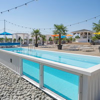 Großer blauer rechteckiger Familien-Holzcontainerpool 20ft FRP Fiberglas Aufstellpool