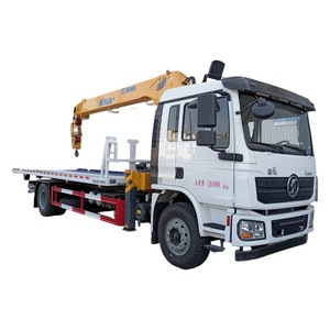 Shacman F3000 4x2 <b>Flatbed</b> Wrecker <b>Truck</b> with 7 Ton Telescopic Boom Crane Slidebed Recovery 336HP - Product Image 1