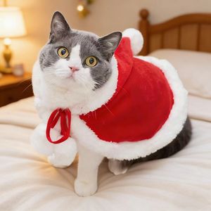 Sanchi Nouvel An Noël Chat Chien Chiot Petite Robe Cape Rouge en Polaire Unie pour Animaux Mignons Chaton Lavage à la Main Petits Animaux L - Product Image 6