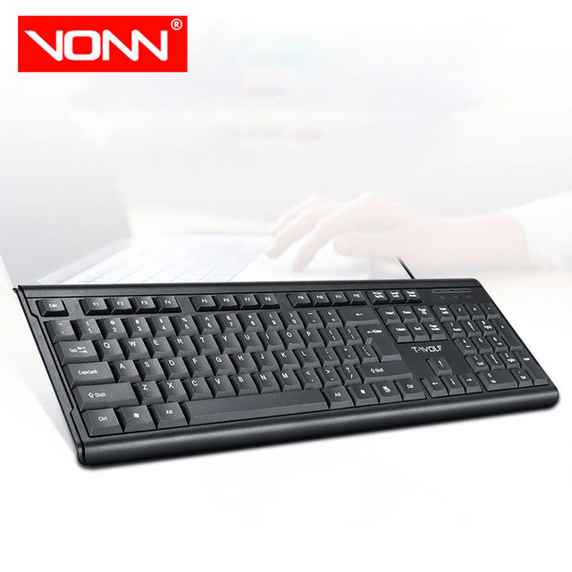 T-wolf T15 Cheap & Quality Standard USB Wired Keyboard 104 Keys Waterproof for Computer Laptop Desktop Office Business Keyboard