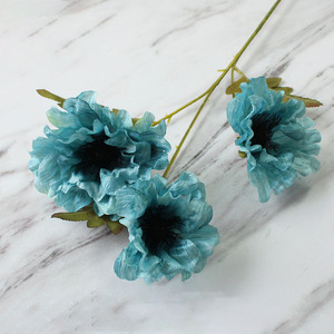 O-X631 Vente en gros de fausses fleurs de pavot rouges bon marché, 3 têtes, fleurs artificielles pour la maison, mariage, fleurs de pavot en soie - Product Image 3