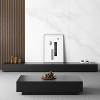 Ensemble meuble TV et table basse noir pour salon, de sol à plafond, moderne et minimaliste, nouveau luxe léger