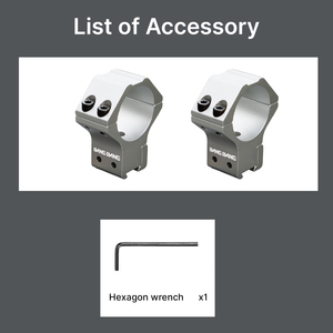 Anneaux de montage BANGBANG - Support de lunette à double vis pour montage sur rail de 11 mm, hauteur centrale de 1,25 pouce (Argent) - Product Image 3