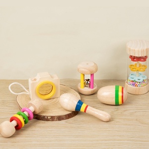 Jouets éducatifs Montessori pour enfants, ensemble de jouets en bois, hochet à main pour apaiser et stimuler la préhension, hochet pour bébés - Product Image 3