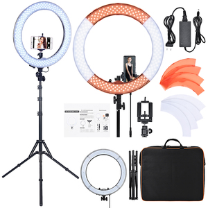 FOSOTO-Anneau lumineux LED RL18 de 18 pouces avec trépied, éclairage de photographie, lampe anneau de selfie, pour <span class=keywords><strong>Youtube</strong></span>, maquillage, Tik <span class=keywords><strong>Tok</strong></span> - Product Image 1