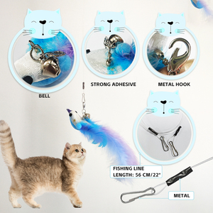 Nouvelle peluche personnalisée oiseau volant chat jouet accessoires chat Teaser Wond jouets pendentif ensemble 4 Types chat jouet plume - Product Image 4