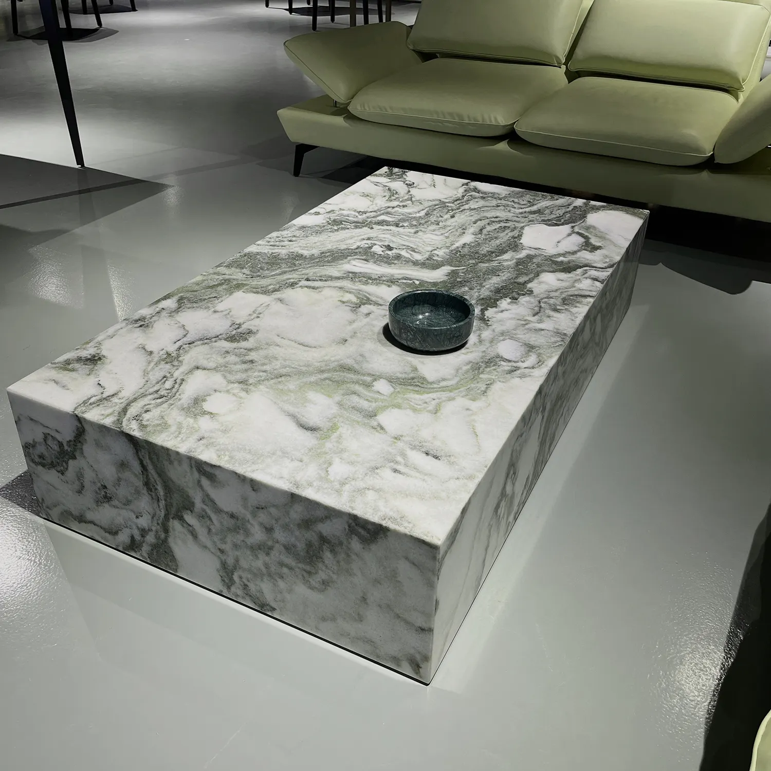 Mesa de mármol Nodic Cube, soporte de mesa de mármol, mesa de centro de venas verdes únicas para muebles de sala de estar, mesa de centro de mármol