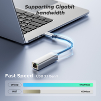 Adaptateur USB-C vers Gigabit Ethernet avec lecteur de CD-ROM intégré et double indicateur LED, boîtier en aluminium RTL8153B pour ordinateur portable OEM ODM