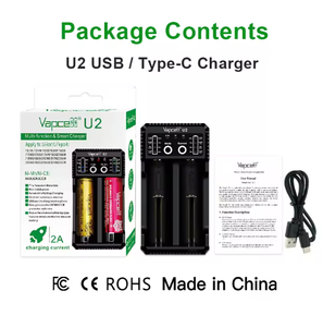 FYX Stock <span class=keywords><strong>U2</strong></span> 2A Intelligentes Batterieladegerät Typ C Dual-Slot für Li-Ion LiFePO4 NiMH NiCd 18650 21700 26650 AA AAA C D Wiederaufladbare Akkus - Product Image 6