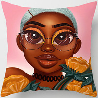 Taies d'oreiller carrées à motifs floraux doux pour canapé, en velours pêche, personnalisables, style africain, décoration d'intérieur