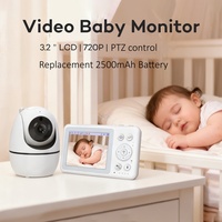 Babyphone numérique sans fil avec vision panoramique à 360 degrés, vision nocturne claire, portée de 1000 pieds, audio bidirectionnel, écran LCD de 3,2 pouces, moniteur pour bébé et animal domestique