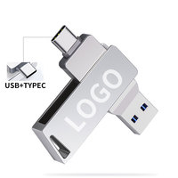Clés USB 3.0 Métalliques Rotatives à Logo Personnalisé USB3.0 Haute Vitesse TYPE-C OTG 8GB 16GB 32GB 64GB 128GB