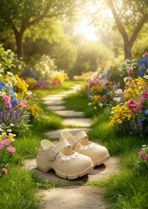 Zoccoli con Plateau Stile Mary Jane con Perle, Suola Morbida e Leggera in EVA, Punta Rotonda, Estivi per Donne e Ragazze, Taglia 18 - Product Image 2