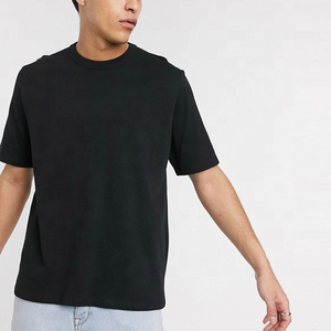 เสื้อยืดลำลองโอเวอร์ไซส์ผ้าฝ้ายถักพิมพ์ลายสีดำสำหรับผู้ชาย ขายส่งจำนวนมาก - Product Image 1
