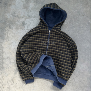 Sweat à capuche zippé personnalisé 500G, poids lourd, surdimensionné, Streetwear 100% coton, sweats à capuche réversibles à double couche en flanelle éponge française - Product Image 2