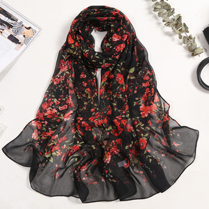 Atractivo Pañuelo Ligero de Verano con Estampado de Hojas para Mujer - Chal de Poliéster de Secado Rápido y Transpirable, Bufanda de Moda con Protección <span class=keywords><strong>Solar</strong></span> - Product Image 1