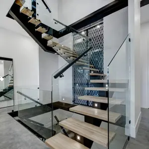 stair design ideas with straight stair glass railing