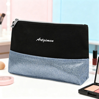 Pochette de maquillage en toile écologique avec paillettes, grande capacité, organiseur de cosmétiques de voyage pour femmes, esthétique chic, pochette preppy