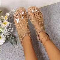 Sandales légères et respirantes pour femmes, à bout fermé, en résille ornée de strass, à enfiler