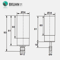 Capteur de Proximité Capacitif M34 NPN NO 20mm Réglable 10-36V DC IP67 pour Détection d'Aliments, Farine, Sel, Eau CE RoHS