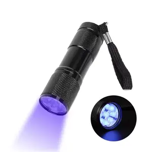 MINI UV Flashlight 9 LED UV Light 395NM LED UV Flashlights Torch Ultraviolet AAA Battery Torch For Money Detector 1 Mode