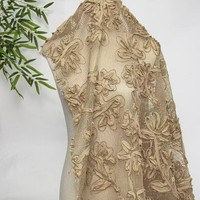 Jual Langsung Pabrik Kain Brokat Tricot Bordir Motif Bunga Rangkaian Gaya Baru Aksesoris Relief 3D 100% Akrilik untuk Anak Perempuan