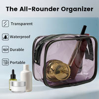 Pochette cosmétique personnalisée en gros avec fermeture éclair, sac de voyage étanche pour pinceaux de maquillage, étuis transparents en PVC avec logo personnalisé pour femmes