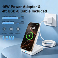 Station de charge sans fil magnétique portable pour iPhone, iWatch, AirPods, support de charge sans fil pliable 3 en 1 pour écouteurs et montre