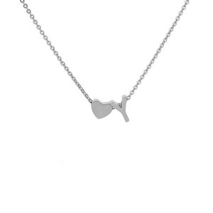 Collar de plata de ley 925 con letras, joyería chapada en oro de 18k <span class=keywords><strong>Y</strong></span> con corazón - Product Image 3