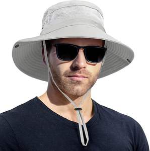 Impermeabile ad asciugatura rapida e Casual estivo protezione UV da esterno traspirante a tesa larga UPF 50 + foglia cappello da sole in maglia di ventilazione sottogola - Product Image 2