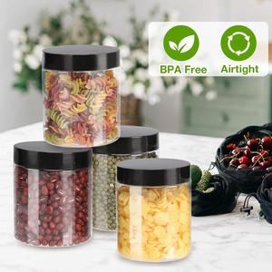 Envases Redondos Transparentes de Plástico PET sin BPA de 250 ml, 350 ml, 550 ml, 600 ml y 1000 ml con Tapa de Rosca para Almacenar Galletas, Dulces y Frutos Secos - Product Image 3