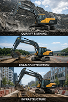 Excavatrice sur chenilles Hyundai R225 d'occasion reconditionnée, 22,5 tonnes, à vendre à prix réduit, exportation de pelle Hyundai