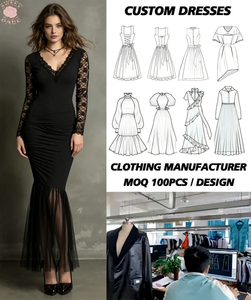 Women Black Lace Long Sleeve Mermaid Maxi <b>Dress</b> V‑Neck Lace Bodycon Tulle Hem Evening Party Formal Long <b>Dress</b> - Product Image 1
