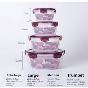 Food Grade Plastic Airtight <b>Storage</b> Box Set Round Microwave Safe Food <b>Container</b> for <b>Kitchen</b> Fridge Stall Lunch Prep - Product Image 2