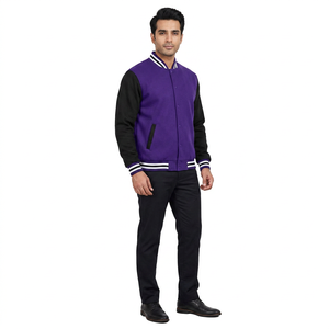 New Premium Quality Men's Varsity Jacket with Stand Collar Front Logo Embroidery Detail Winter High Street Style Wholesale - Product Image 1