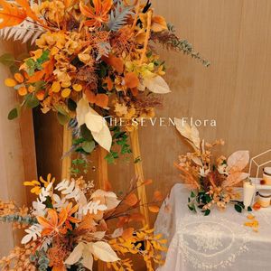 ดอกกุหลาบสีส้มประดิษฐ์ ดอกไม้เหมือนจริงสำหรับงานแต่งงาน ตกแต่งบ้าน ดอกไม้ประดับ ช่อดอกไม้เจ้าสาวประดิษฐ์สำหรับสถานที่จัดงาน - Product Image 4