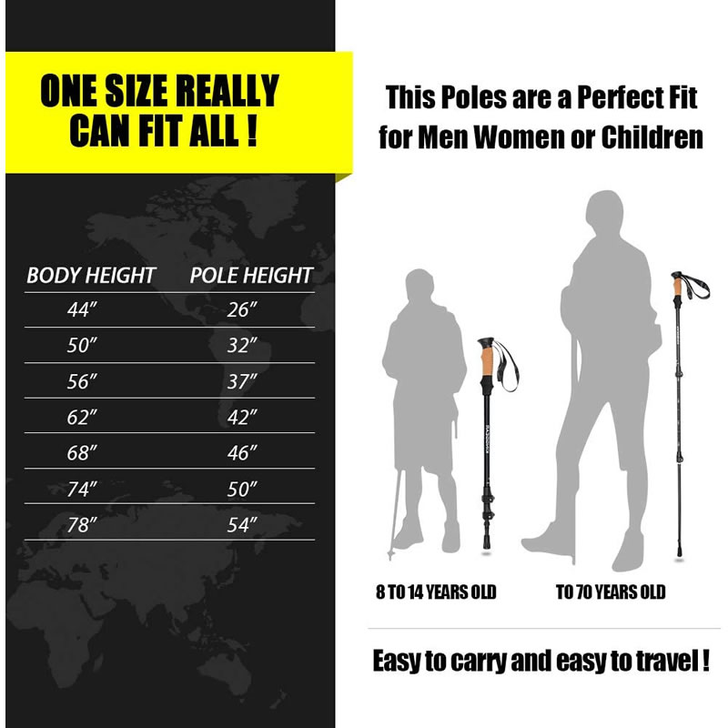 65 To 135cm Folding Walking Sticks For Hiking Outdoor Hiking Accessories Aluminum
