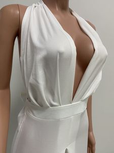 IHOOV-mono con cuello de pico profundo para mujer, outfit sexy con cuello halter y espalda descubierta de una pieza, mono de pierna ancha <span class=keywords><strong>2022</strong></span> - Product Image 5