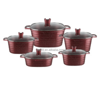 Ensemble de 17 ustensiles de cuisine en granit antiadhésif durable, casseroles et poêles en aluminium moulé sous pression, poignées amovibles, résistant au four, couvercles en verre trempé
