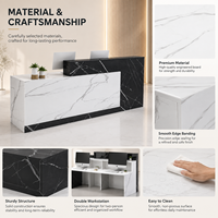Mostrador de Recepción con Aspecto de Mármol, Mostrador de Recepción en Blanco y Negro con Luz LED para Hotel, Oficina, Vestíbulo, Venta al por Mayor Directa de Fábrica, Logotipo Personalizado