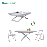 Table à café/salle à manger pliante extensible moderne en bois et acier, gain de place, pour salon et salle à manger
