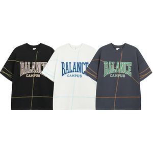 Vintage High Street solide tricoté 100% coton T-Shirt lavé en détresse américain Street Style décontracté à manches courtes coupe ample 300 - Product Image 2